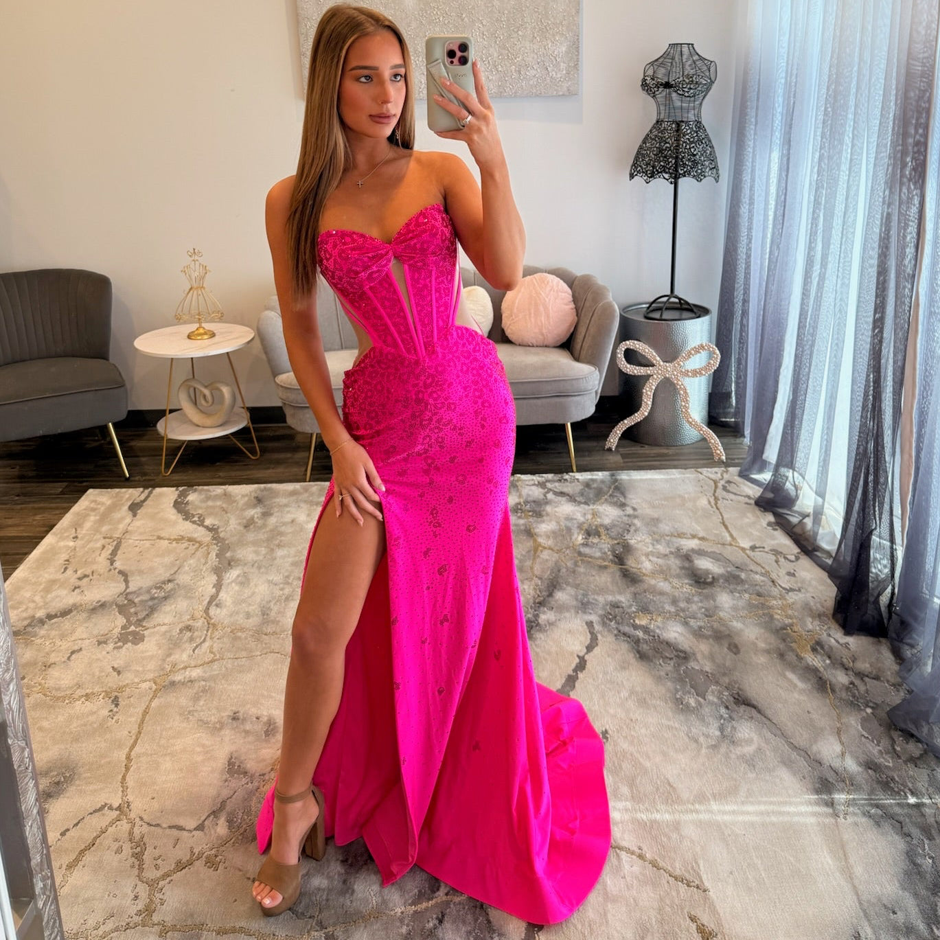 Amarra 89307 Hot Pink Prom Dress 