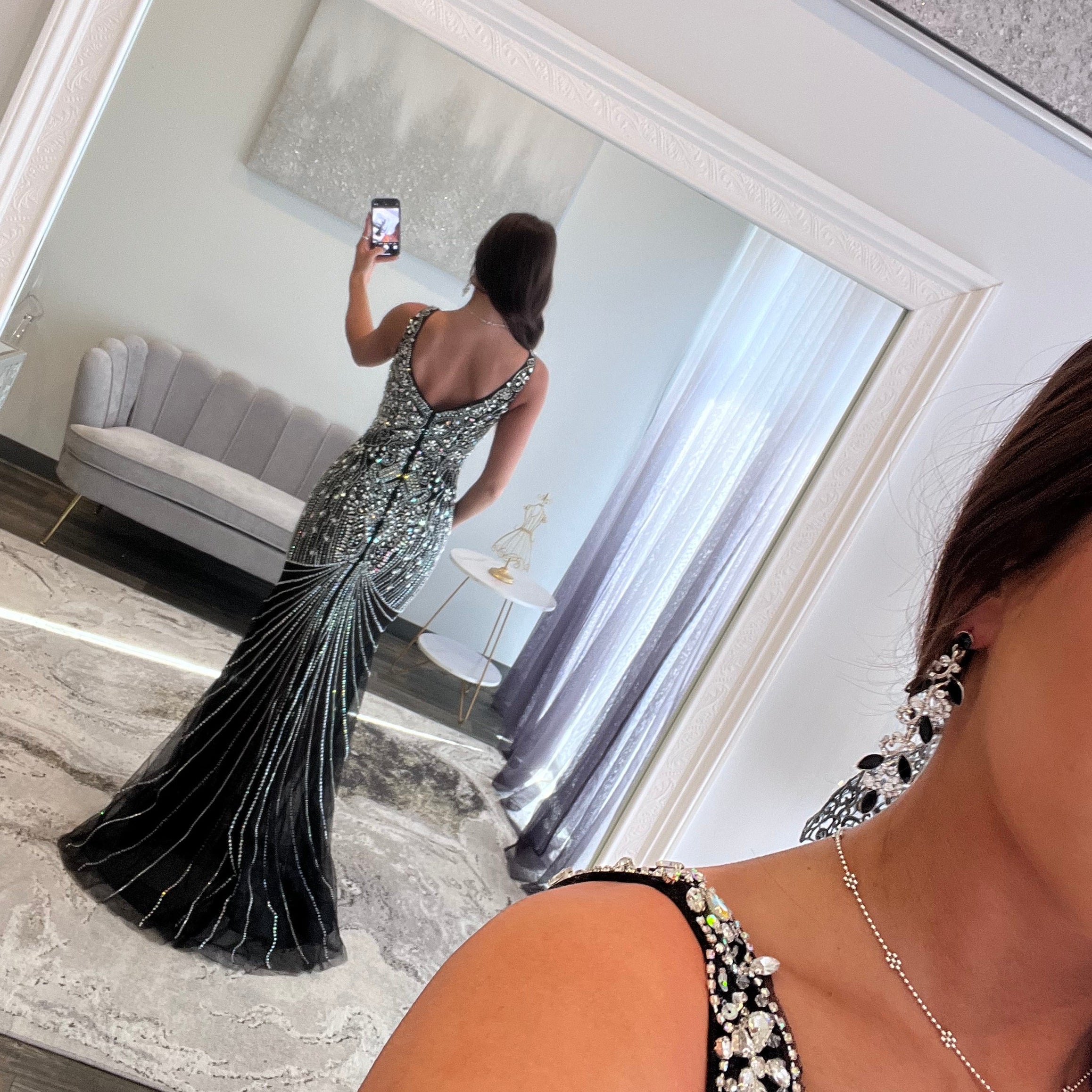 Johnathan Kayne Black Back JoycesTPR Sheer Prom Dress