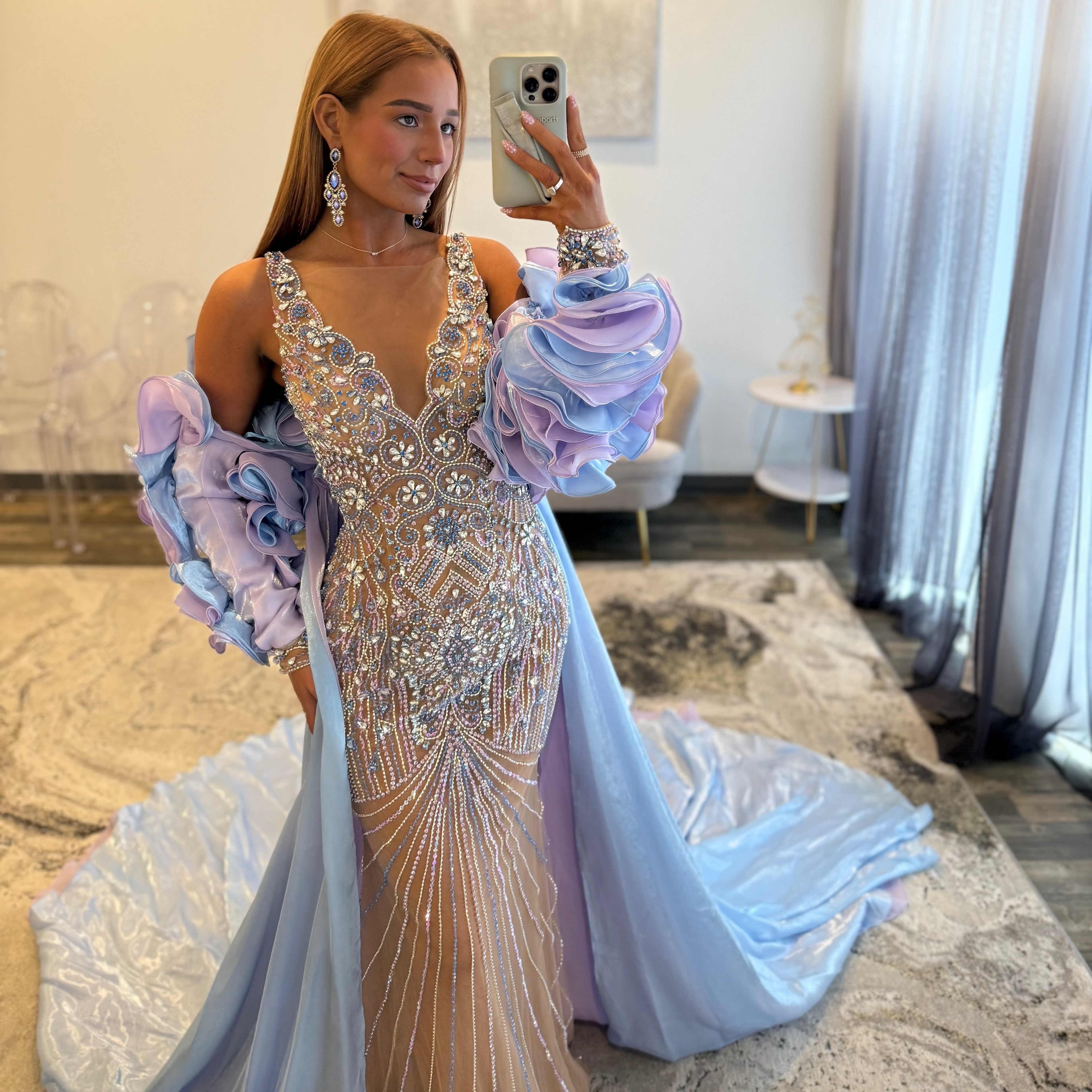 Johnathan Kayne Nude Multi JoycesTPR Sheer Prom Dress