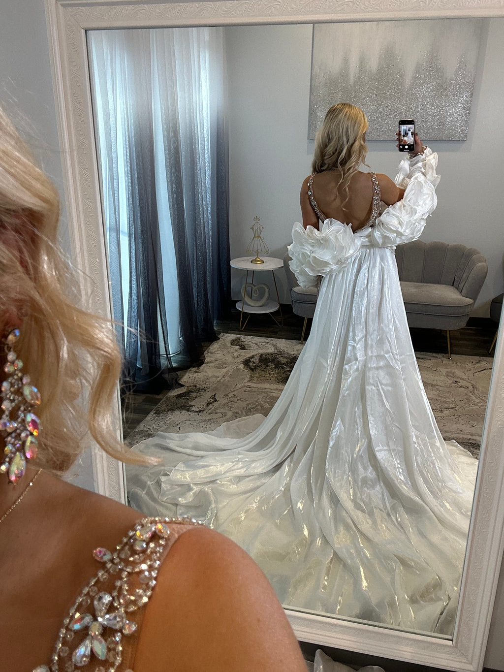 Johnathan Kayne Nude White Sheer JoycesTPR Sheer Back Prom Dress