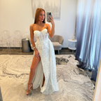 Jovani 26232 White Prom Dress with Overskirt 
