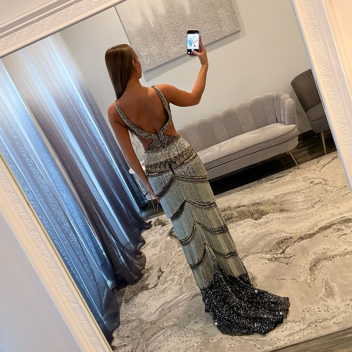 Jovani 46095 | Beaded Fringe Prom Gown | Joyce’sTPR