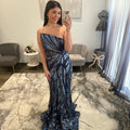 Jovani 49137 Navy Silver Prom Dress 