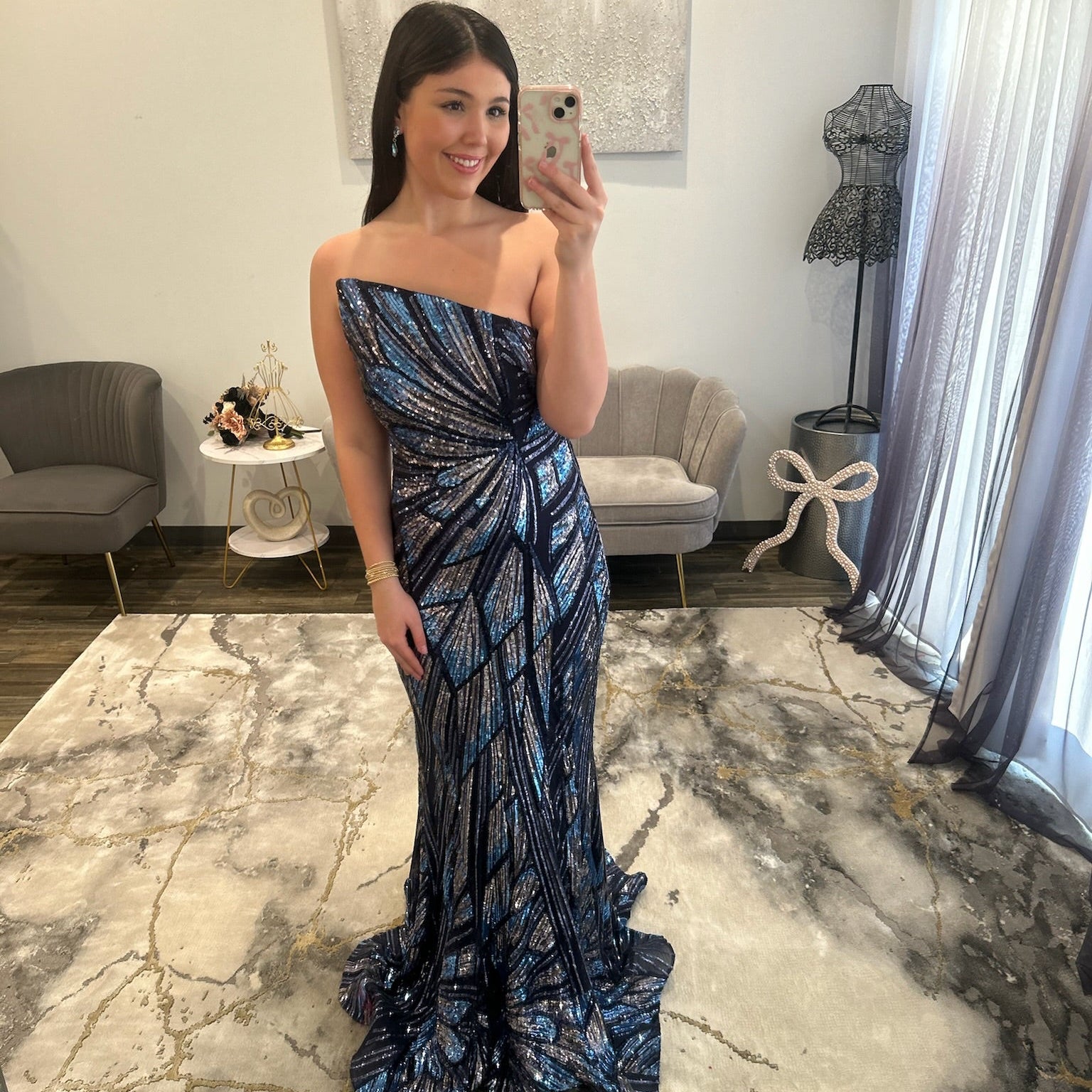 Jovani 49137 Navy Silver Prom Dress 