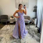 Jovani 49225 Lilac Prom Dress with Slit and Cape 