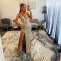 Jovani 4232 Nude Gold Prom Dress 