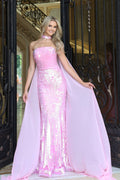 Jovani 53723 | Sequin Gown with Chiffon Cape | Joyce’sTPR