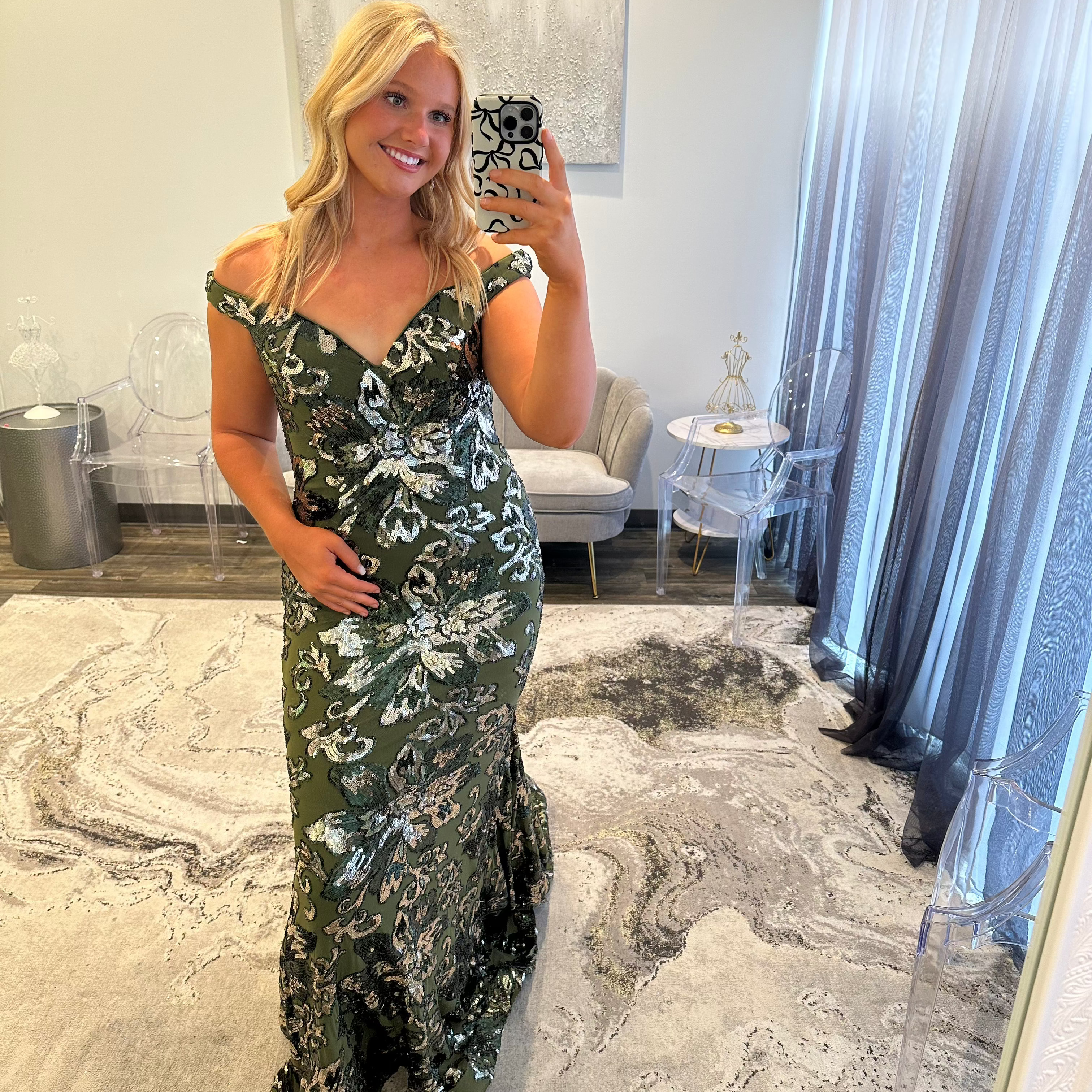 Jovani 63516 Green Gold 