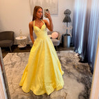JoycesTPR Sherri Hill 8096 Yellow Silver  Prom Dress 