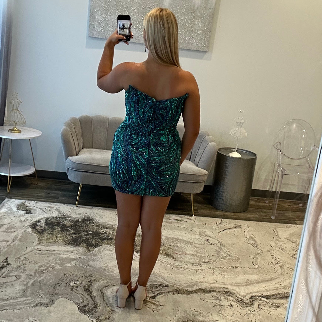 JoycesTPR Amarra 88982 Blue Jade Short Dress Back