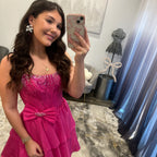 JoycesTPR Amarra Fuchsia Short Dress Close Up