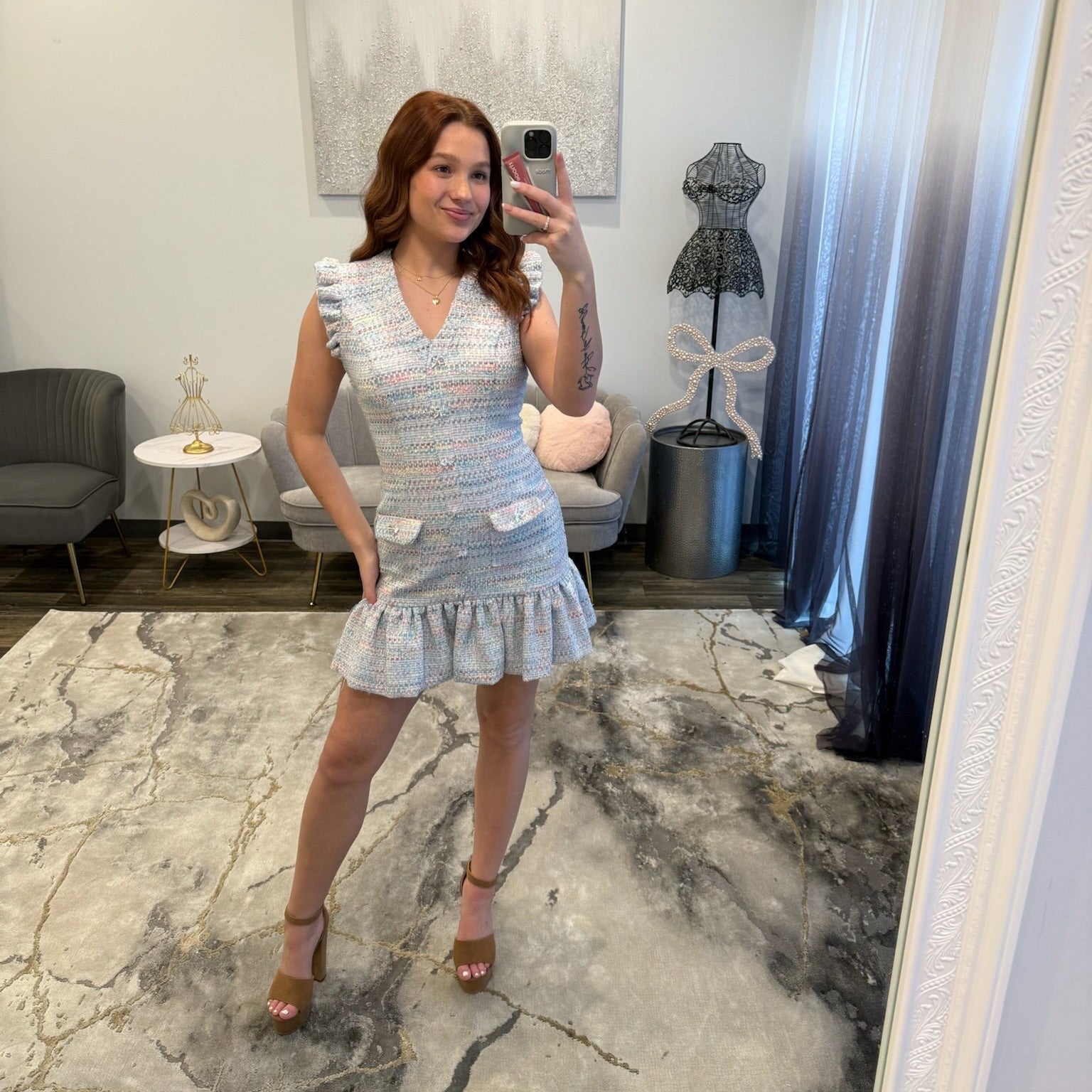 JoycesTPR Ava Presley 26711 Light Blue  Short Dress 