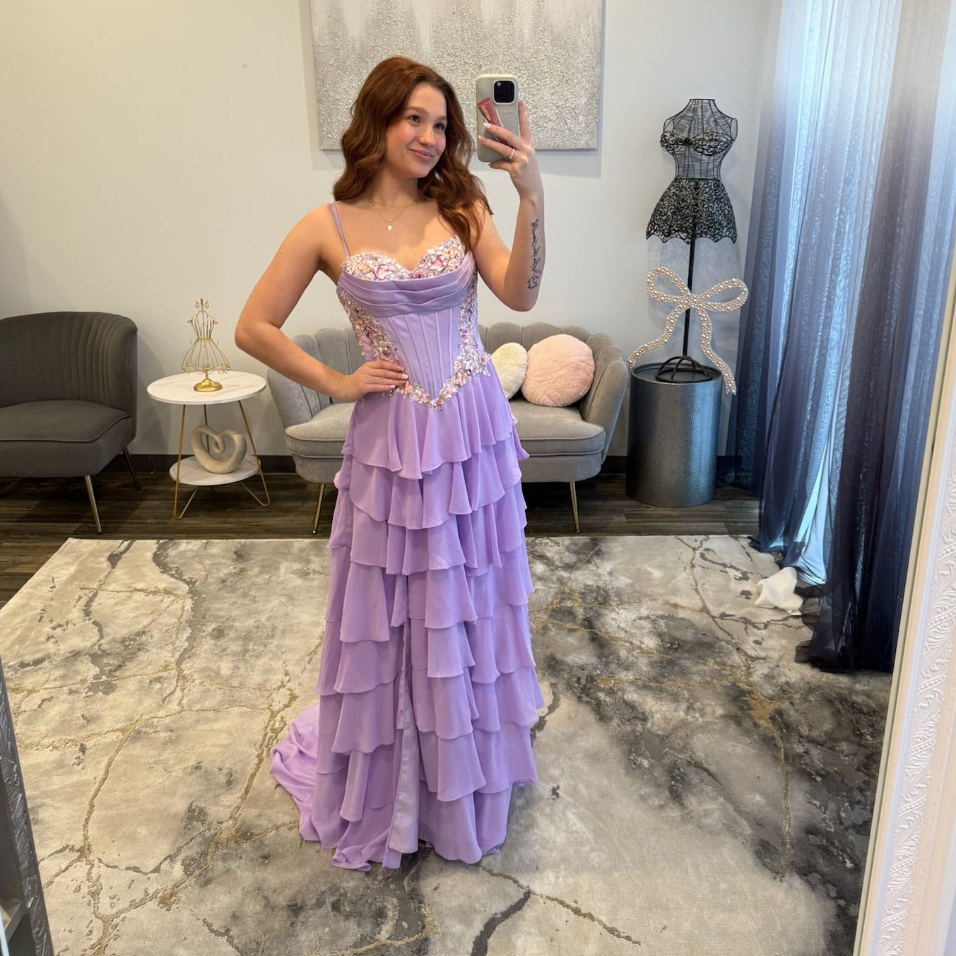 JoycesTPR Dave and Johnny 12966 Lilac Floral Prom Dress