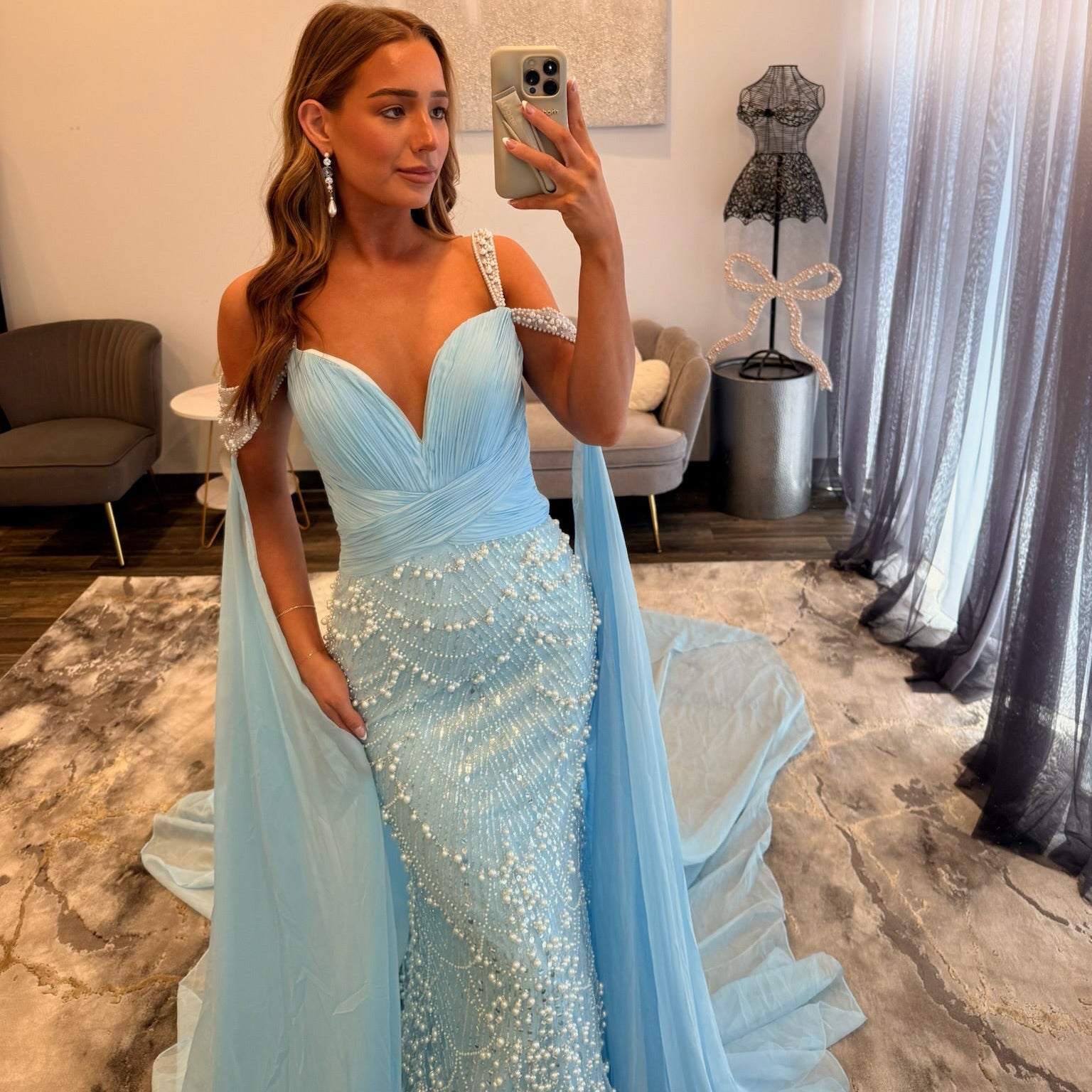JoycesTPR Johnathan Kayne 3211 Light Blue Prom Dress Up Close 