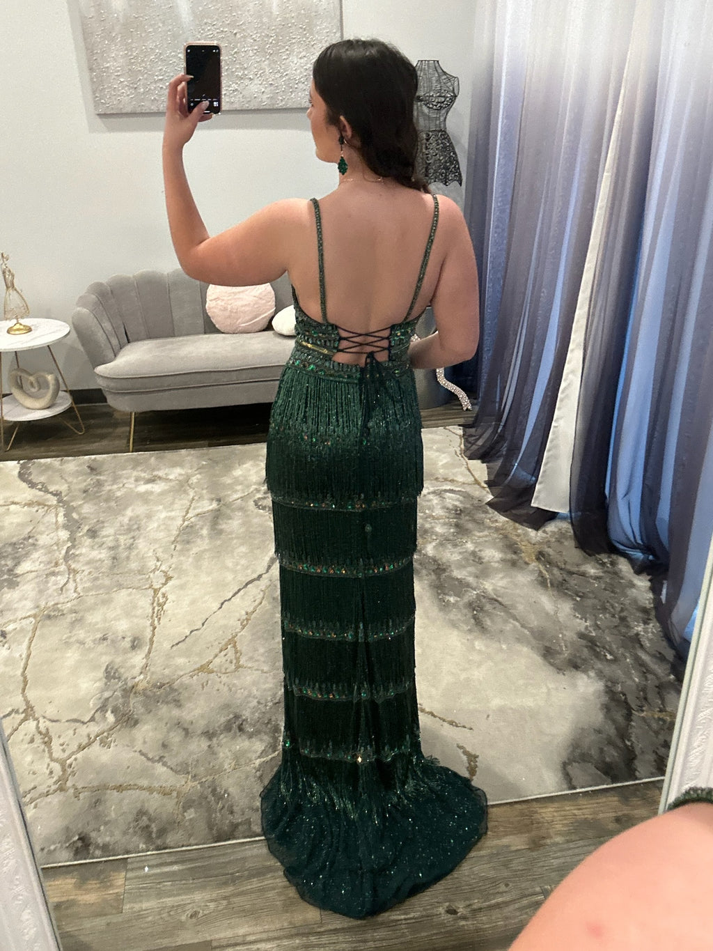 JoycesTPR Jovani 38846 Dark Green Multi Prom Back