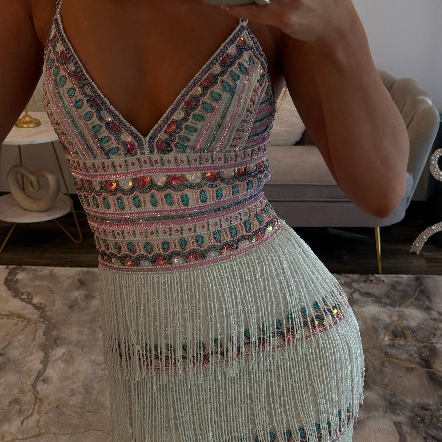 JoycesTPR Jovani 38846 Ivory Multi Prom Close Up 