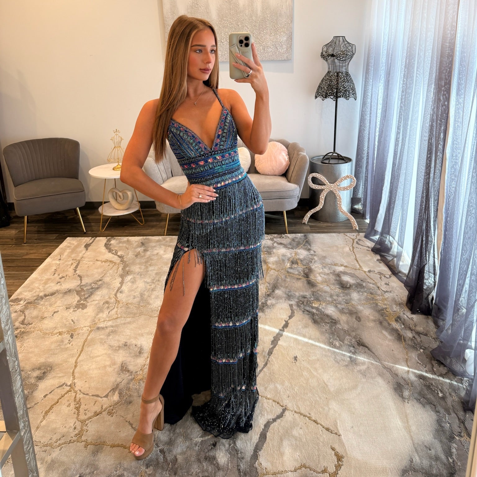 JoycesTPR Jovani 38846 Navy Multi Prom 
