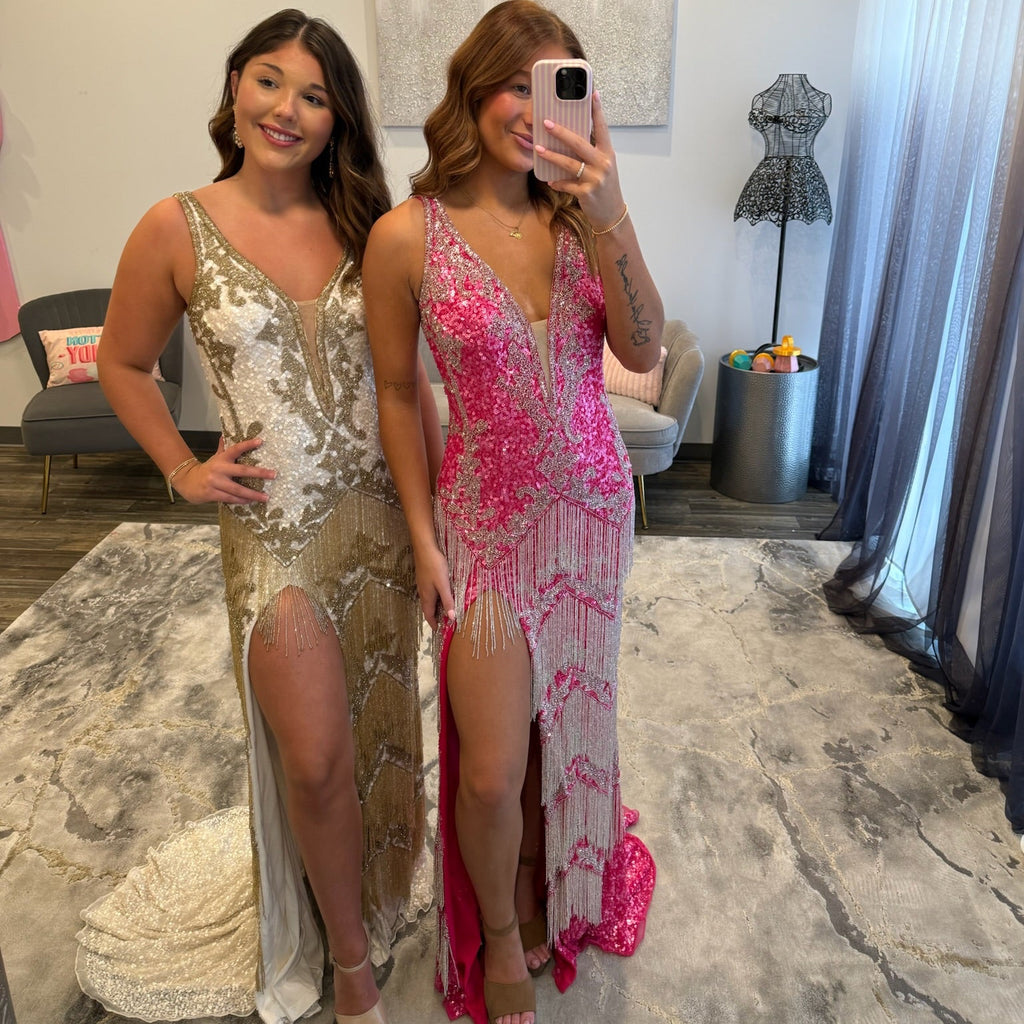 JoycesTPR Jovani 38847 Hot Pink Silver and White Gold 