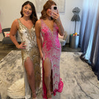 JoycesTPR Jovani 38847 Hot Pink Silver and White Gold 