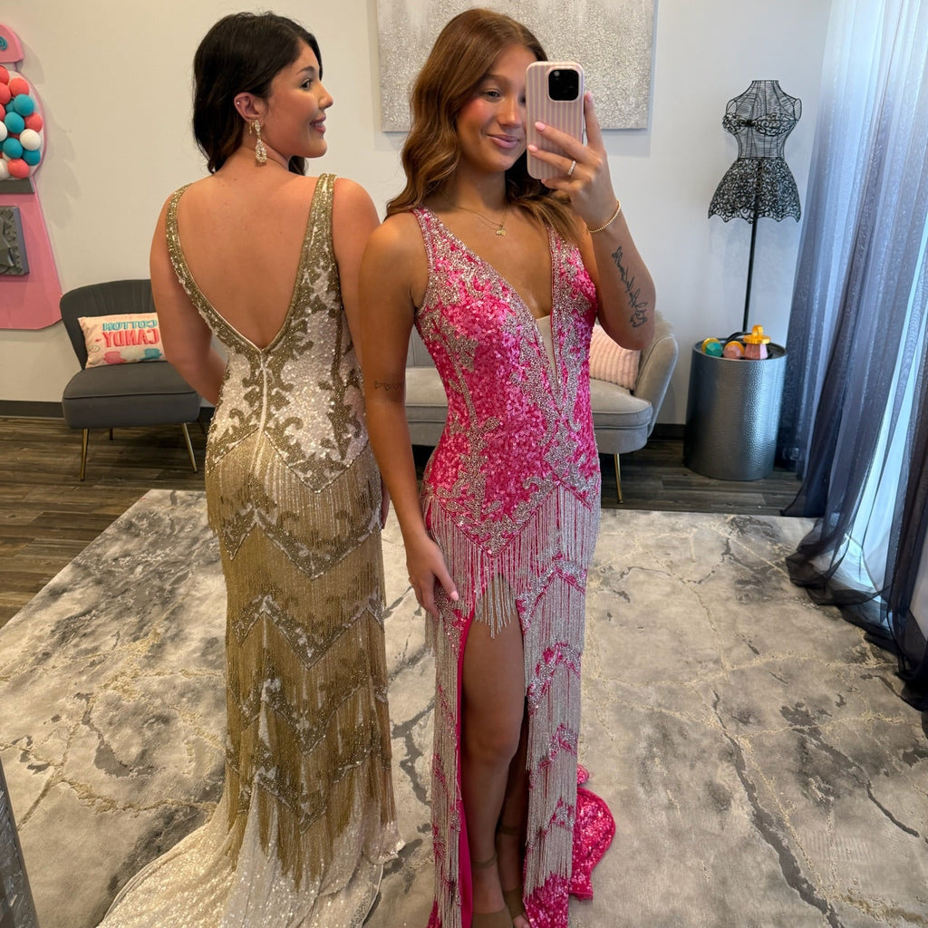 JoycesTPR Jovani 38847 Hot Pink Silver and White Gold 