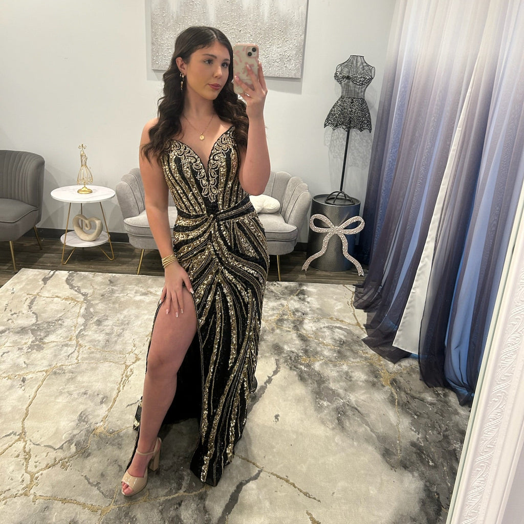 JoycesTPR P&S PS26418C Black Gold Prom 