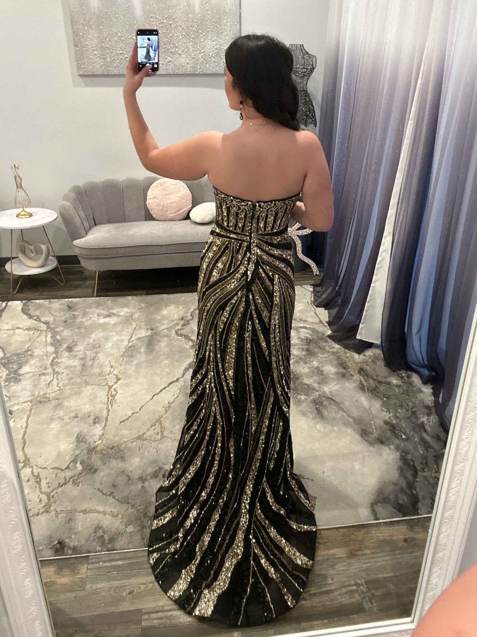 JoycesTPR P&S PS26418C Black Gold Prom Back