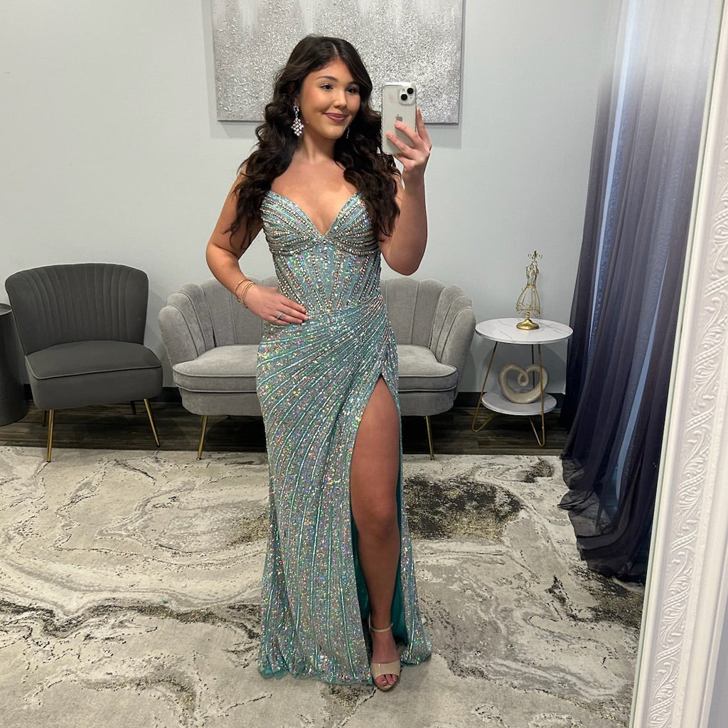 Portia and Scarlett PS25454 Aqua Prom Dress 
