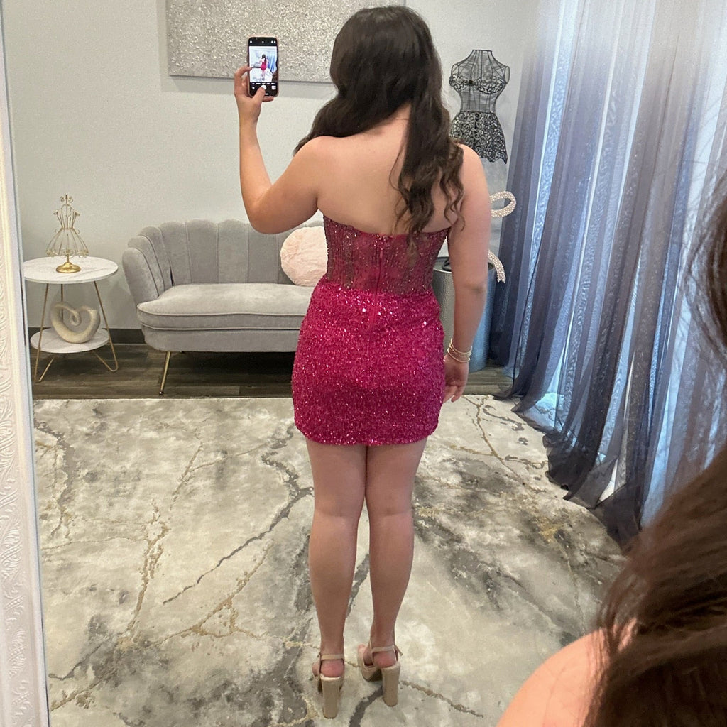 JoycesTPR Portia and Scarlett PS25402C Fuchsia Short Dress