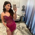 JoycesTPR Portia and Scarlett PS25402C Fuchsia Short Dress
