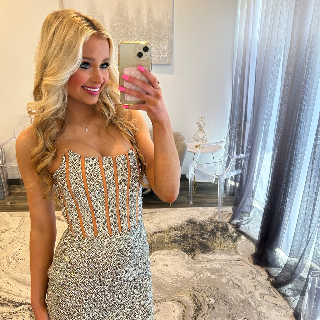 JoycesTPR Portia and Scarlett PS25404 Silver Nude  Dress