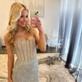JoycesTPR Portia and Scarlett PS25404 Silver Nude  Dress