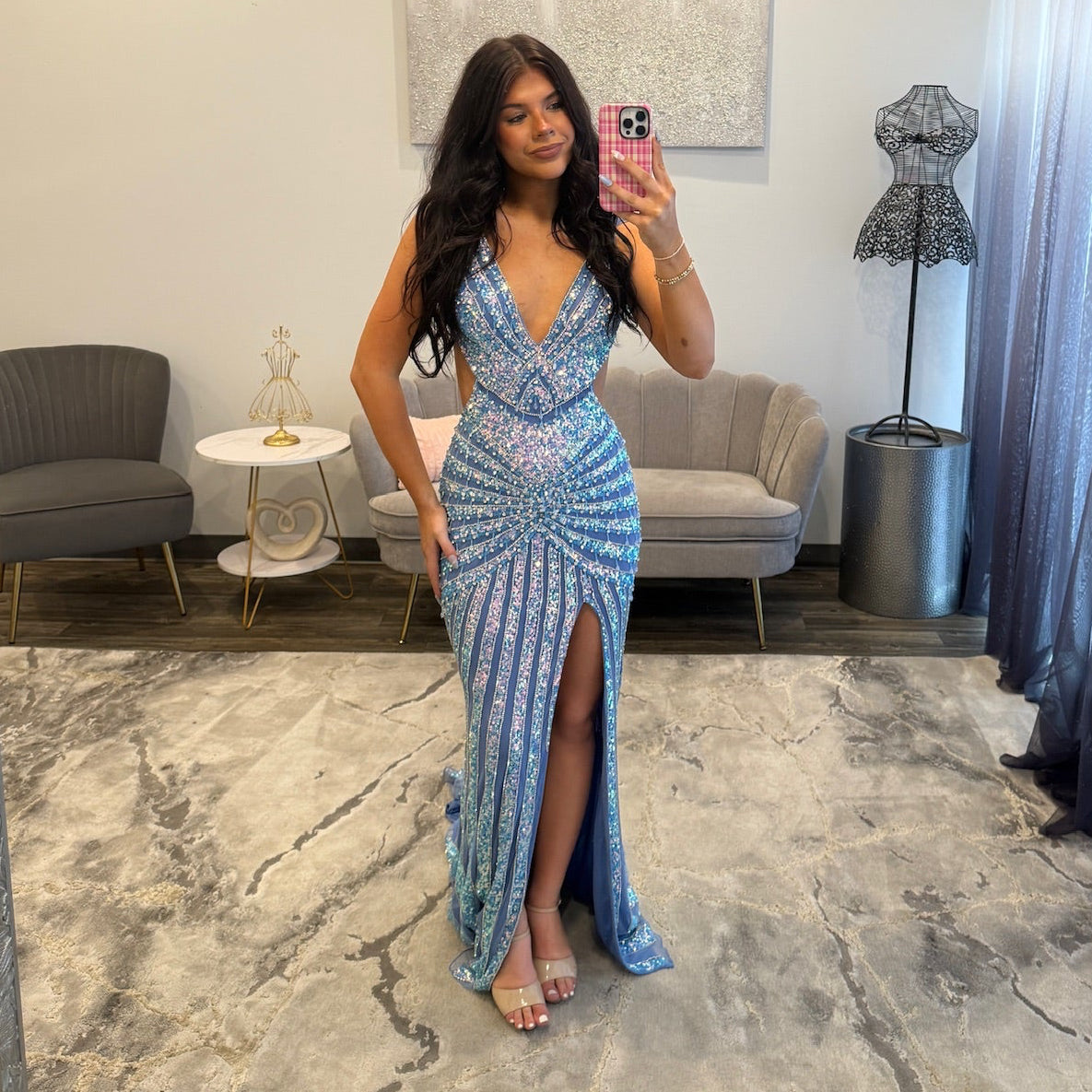 JoycesTPR Portia and Scarlett PS25453C Periwinkle Prom Dress 