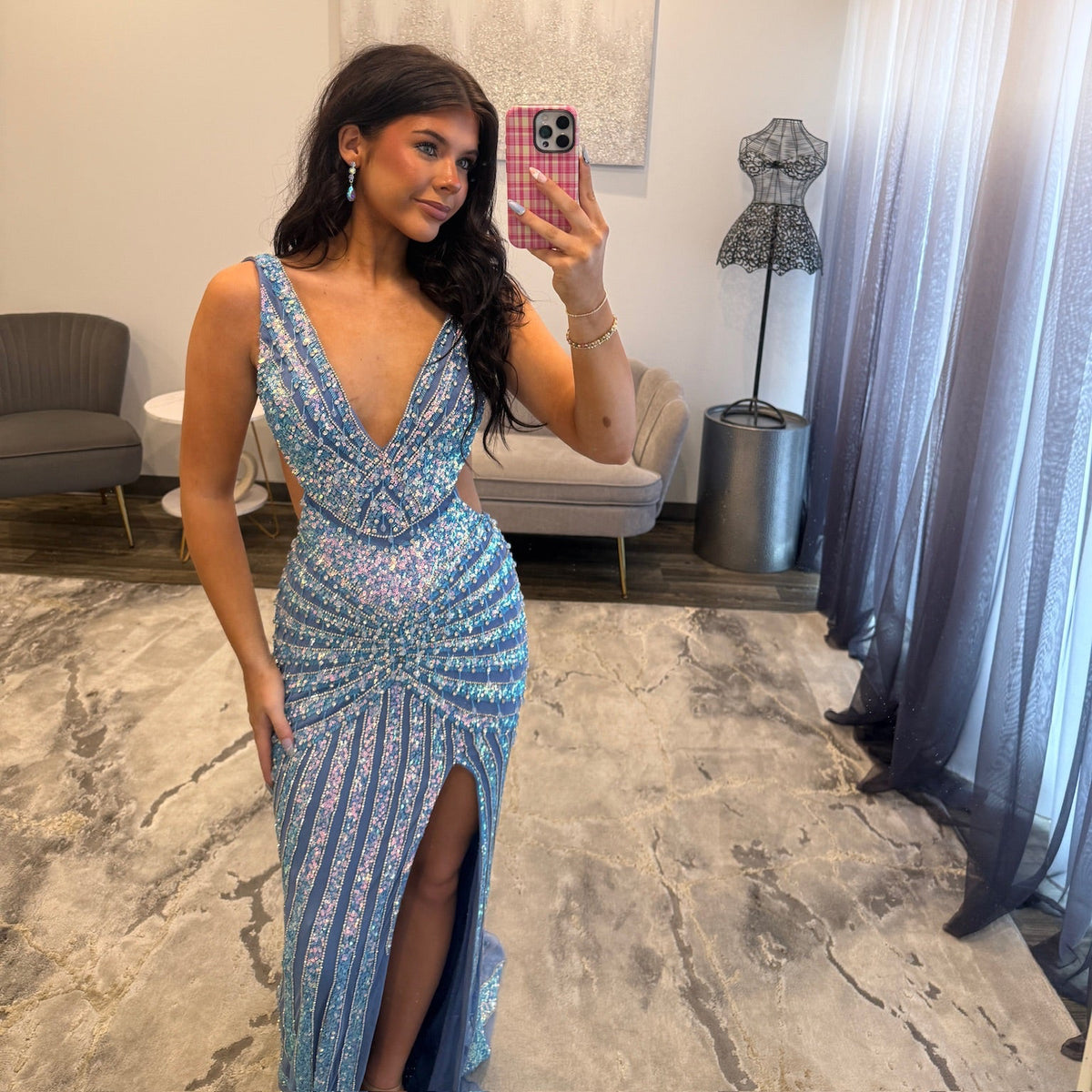 JoycesTPR Portia and Scarlett PS25453C Periwinkle Prom Dress 