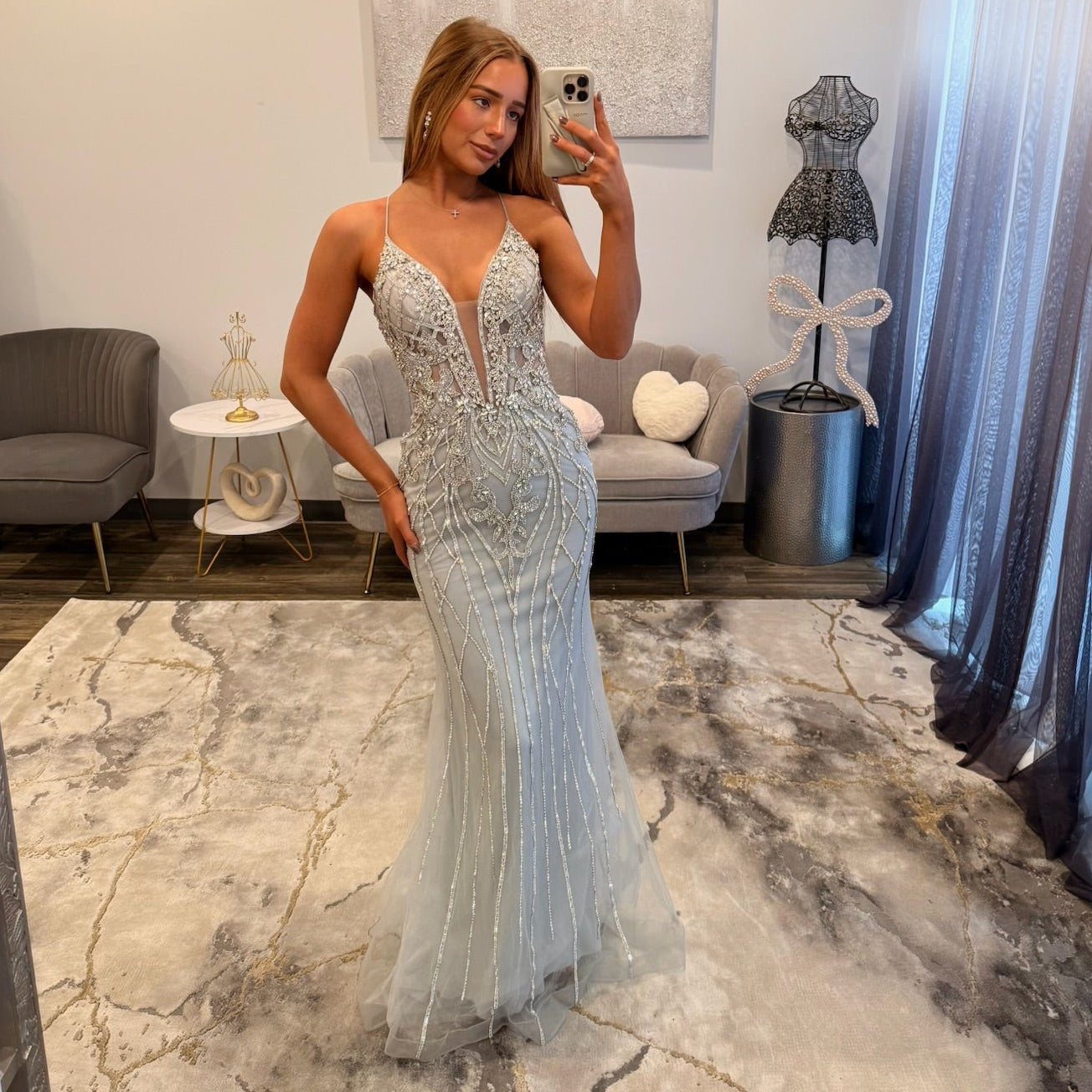 JoycesTPR Portia and Scarlett PS26033 Silver Prom Dress