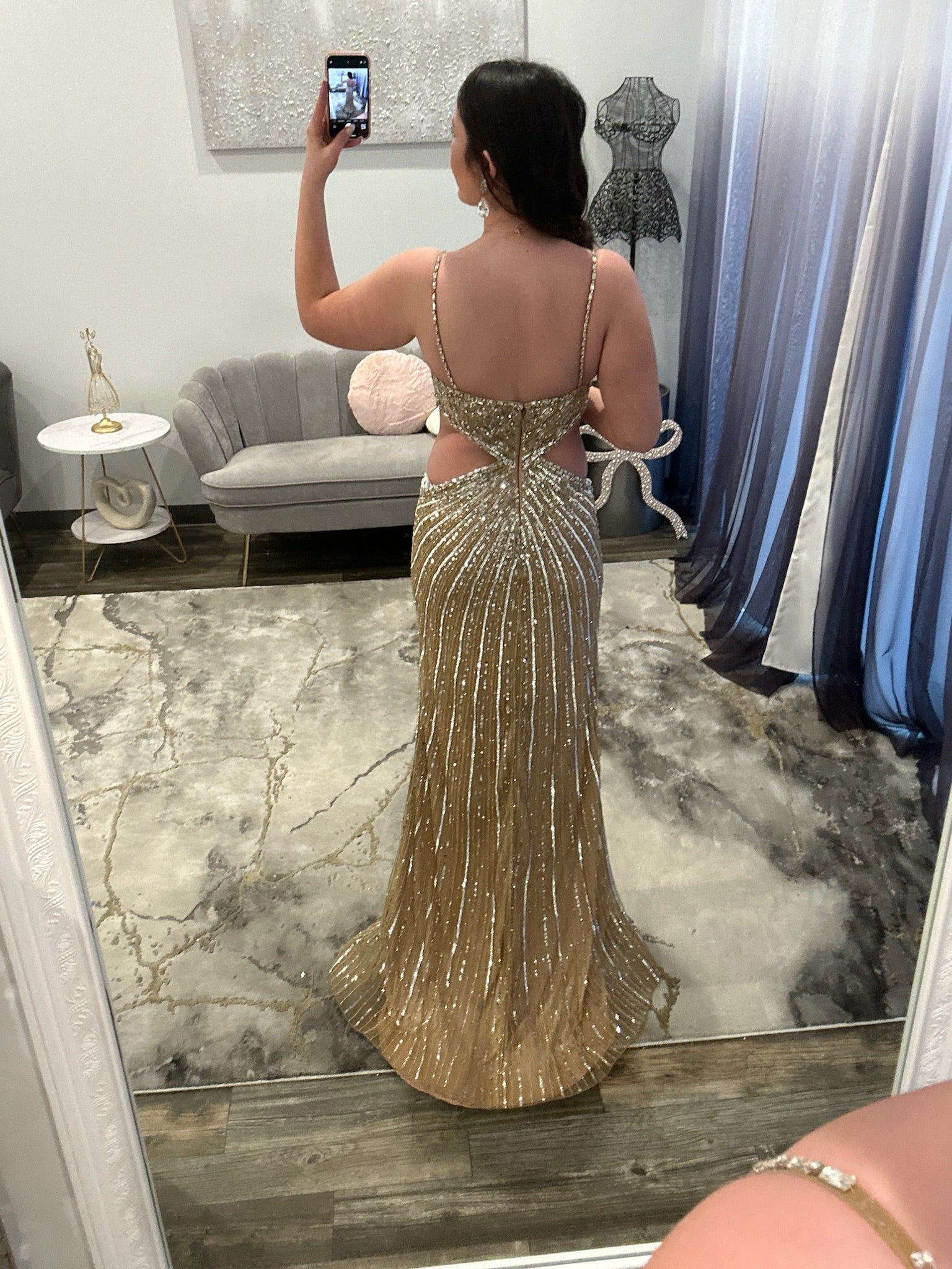 JoycesTPR Portia and Scarlett PS26404C Nude Prom Dress Back 