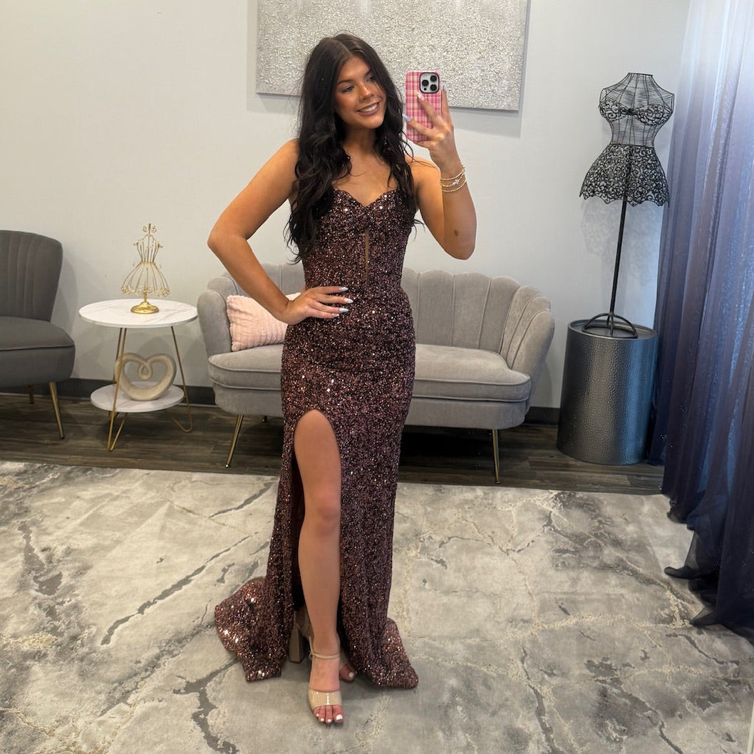 JoycesTPR Portia and Scarlett PS27140C Chocolate Prom Dress