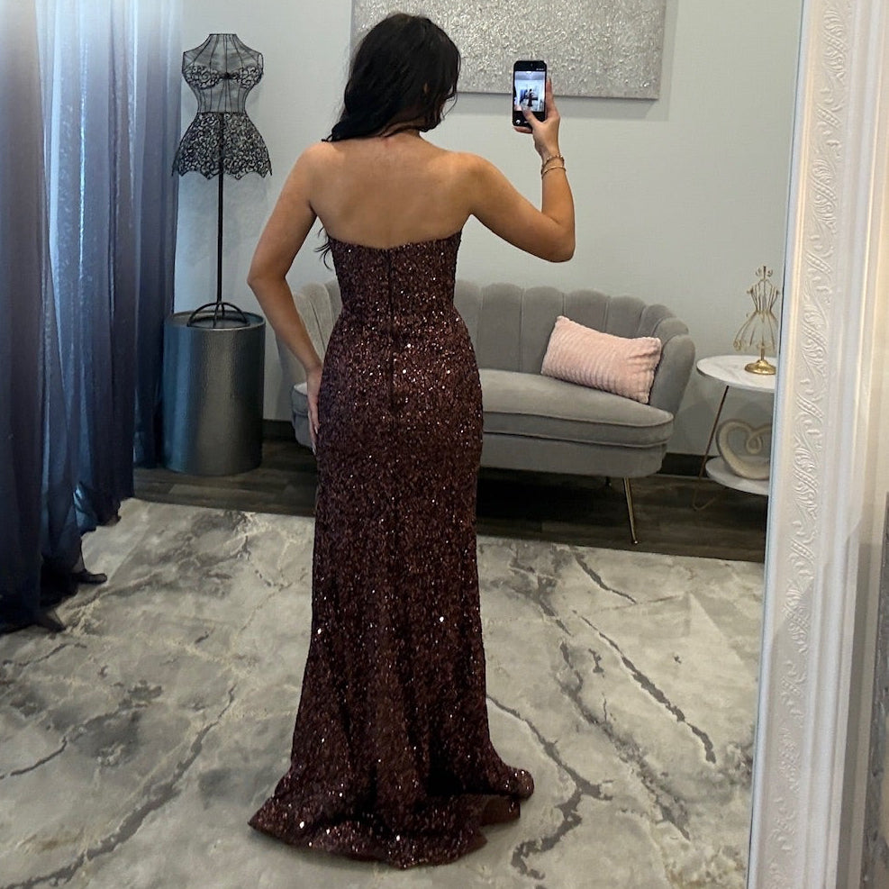 JoycesTPR Portia and Scarlett PS27140C Chocolate Prom Dress