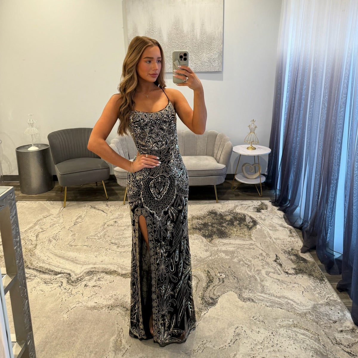 JoycesTPR | Primavera 4156 | Beaded Lace-Up Fitted Gown | Joyce’sTPR Front Prom 