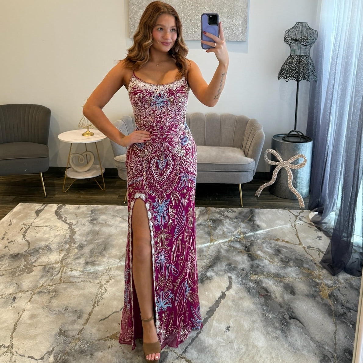 JoycesTPR | Primavera 4156 | Beaded Lace-Up Fitted Gown | Joyce’sTPR Front Prom 