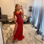 JoycesTPR Primavera 4509 Red  Prom Dress with Slit  