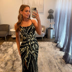 JoycesTPR Primavera 4519 Black and Gold Prom Dress Close Up 