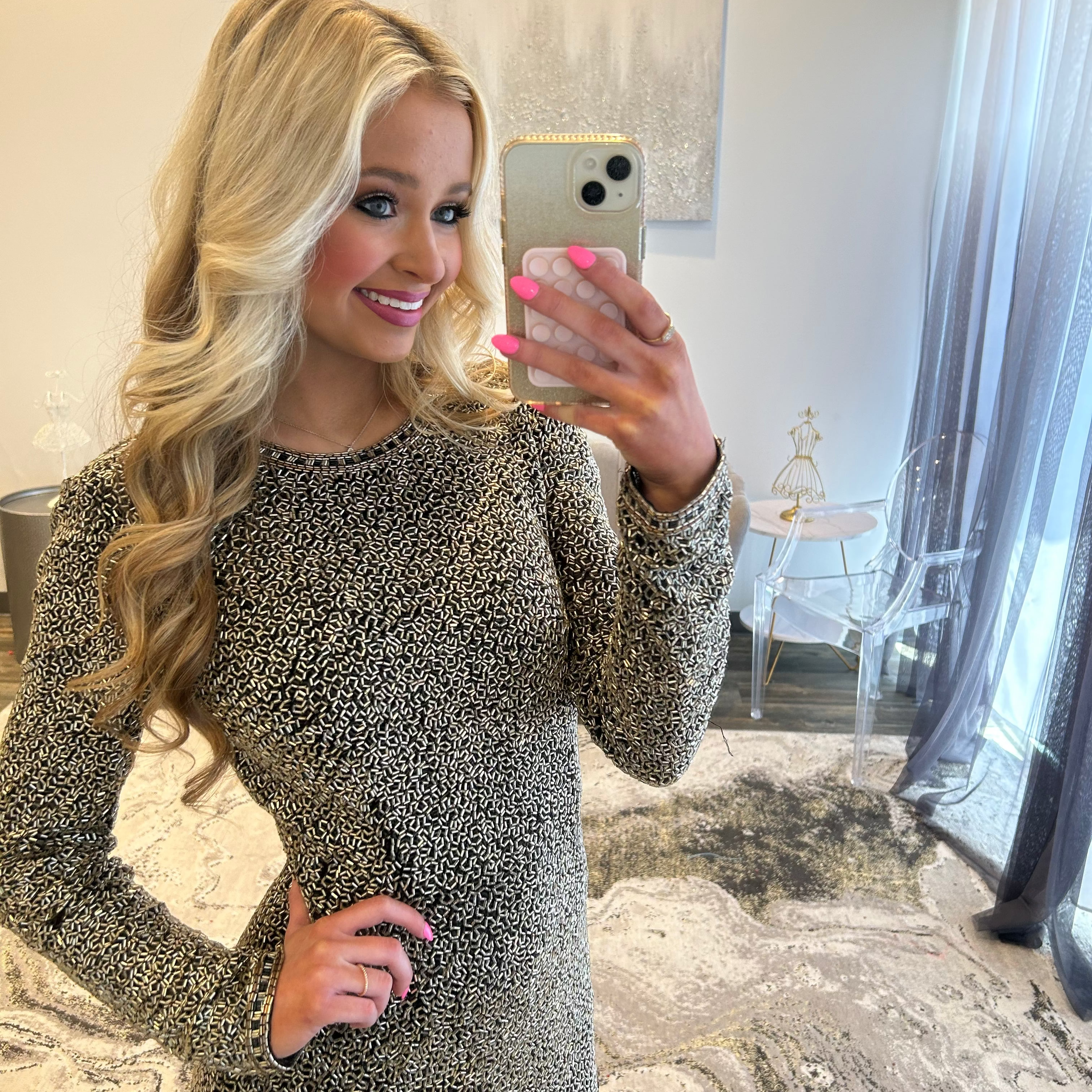JoycesTPR Sherri Hill 52228 Black Gold Close Up