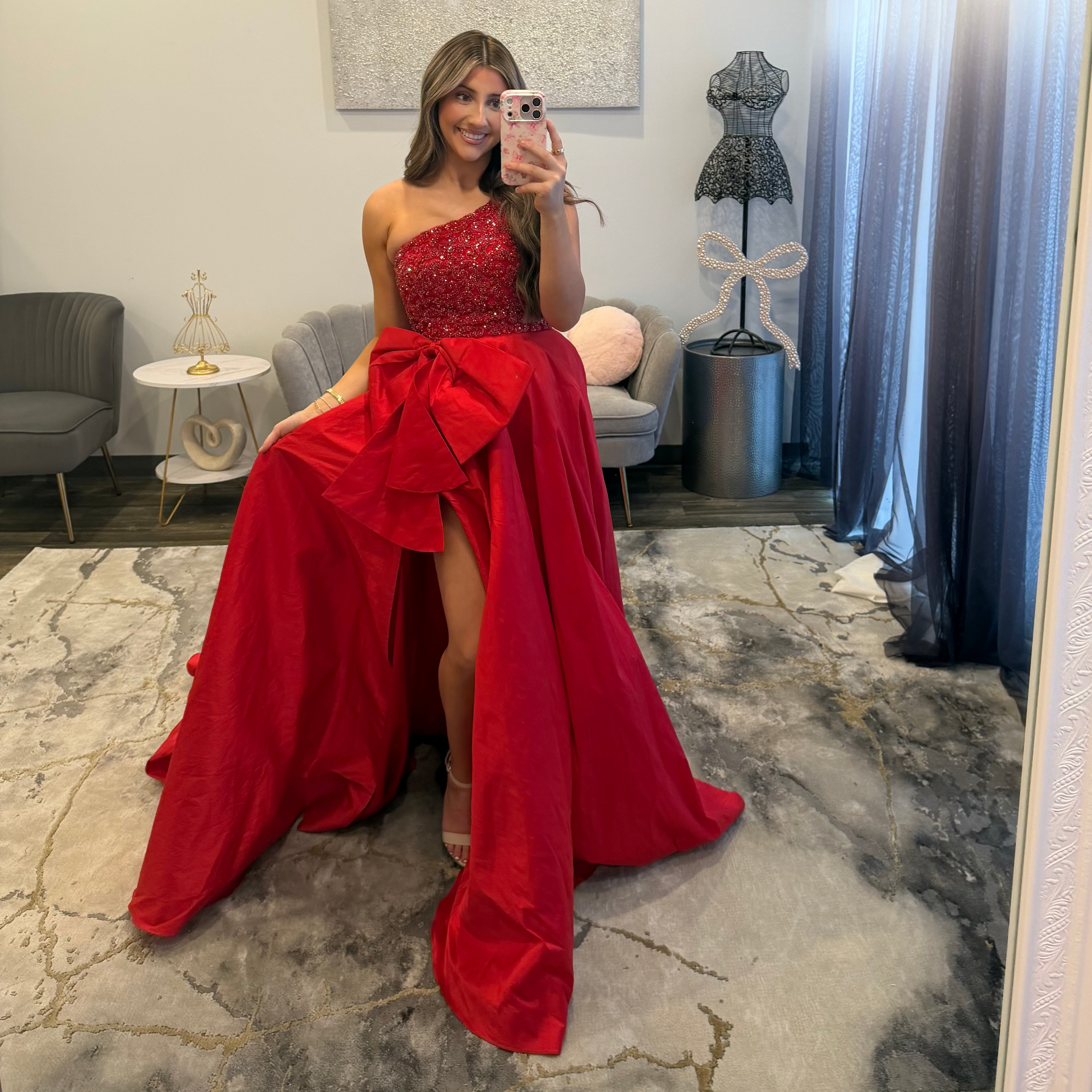 JoycesTPR Sherri Hill 55469 Red Prom Bow Meadow