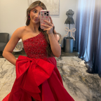 JoycesTPR Sherri Hill 55469 Red Prom Bow Meadow Up Close