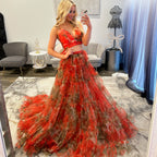 JoycesTPR Sherri Hill 56151 Orange Print Prom Dress 