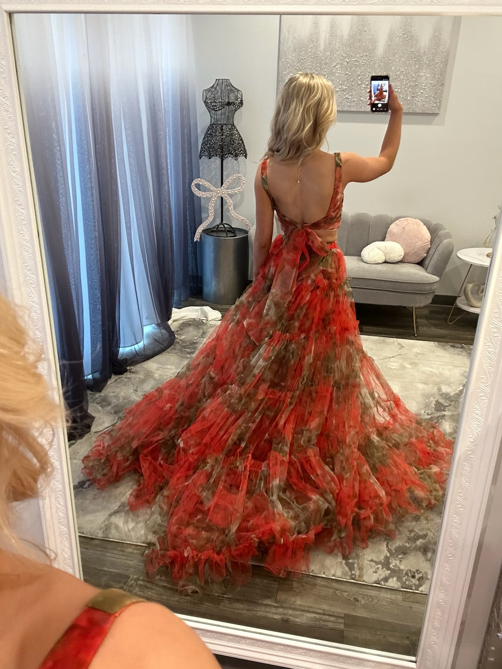JoycesTPR Sherri Hill 56151 Orange Print Prom Dress 