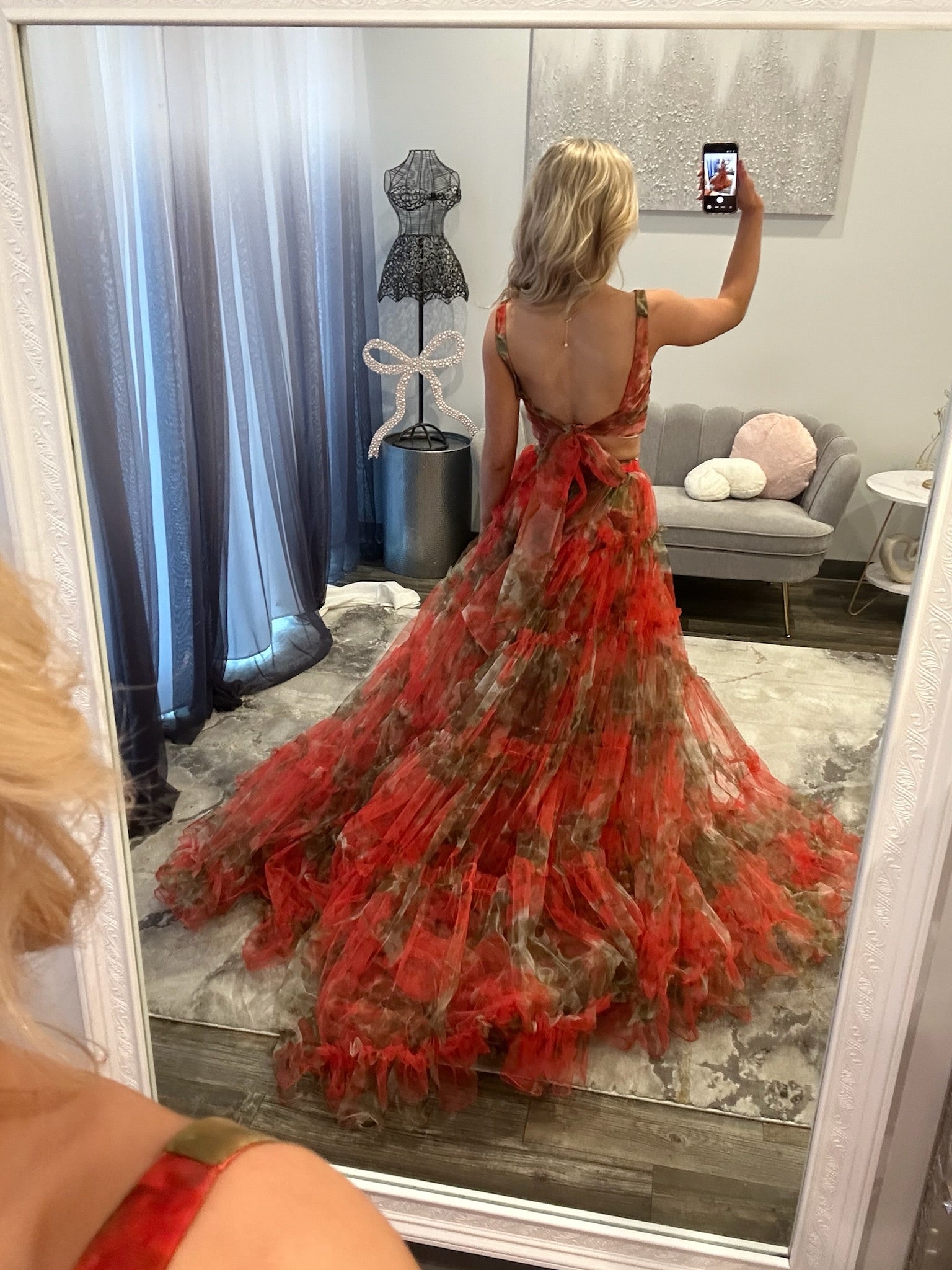 JoycesTPR Sherri Hill 56151 Orange Print Prom Dress 