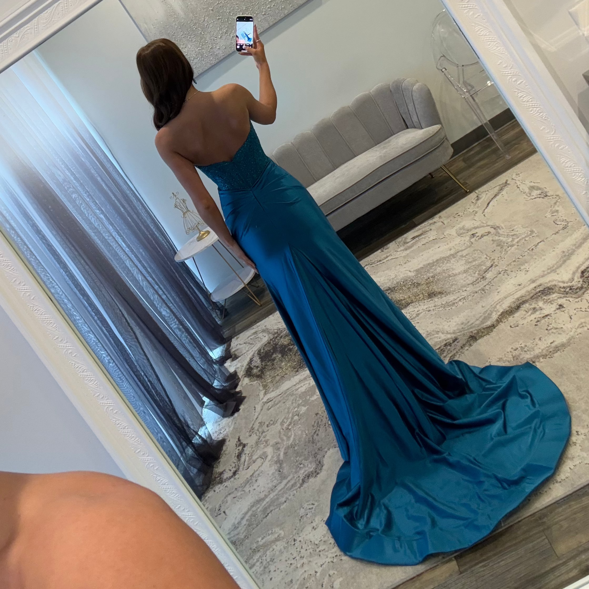 JoycesTPR Sherri Hill 56198 Peacock Prom Back