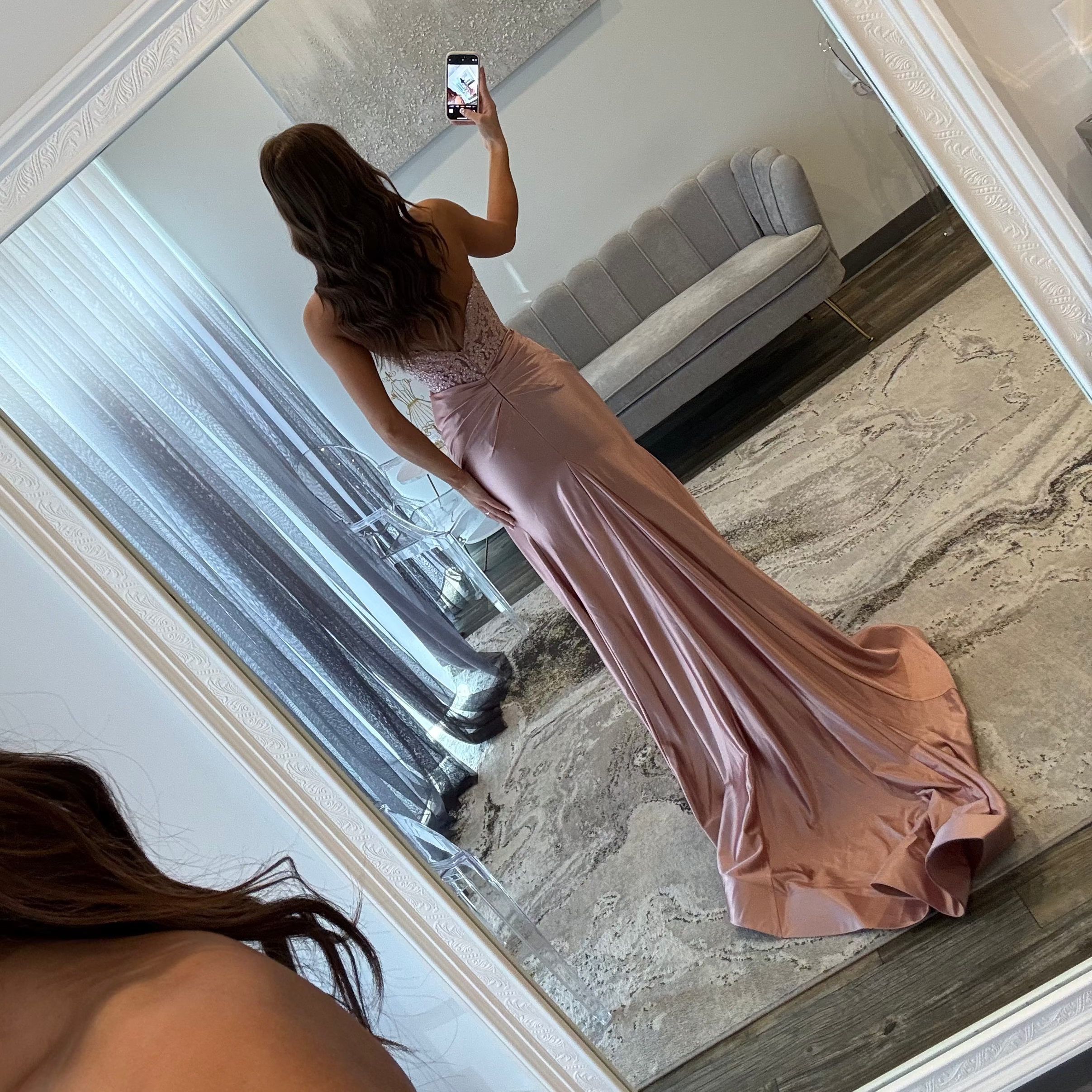 JoycesTPR Sherri Hill 56198 Rose Gold Prom Back