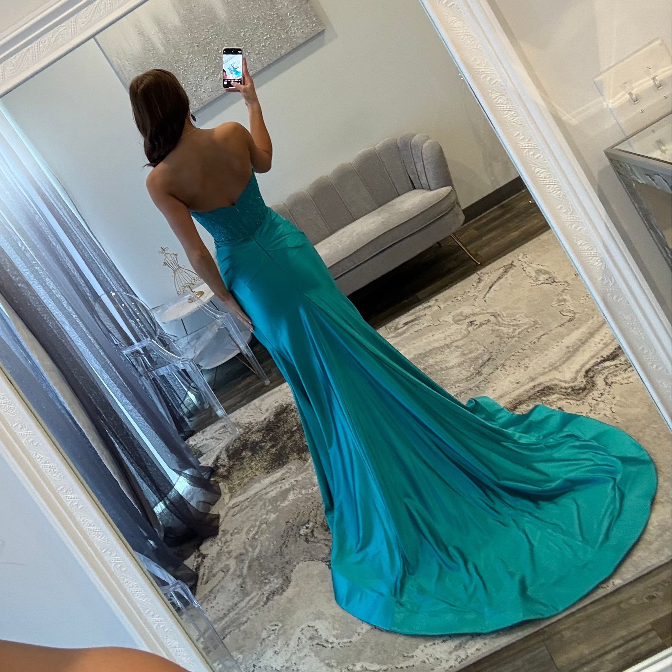 JoycesTPR Sherri Hill 56198 Teal Prom Back